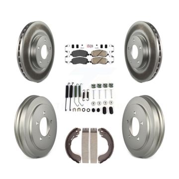 Front Rear Brake Rotor Ceramic Pad & Coated Drum Kit (7Pc) For Jeep Patriot Compass Dodge KGA-104245