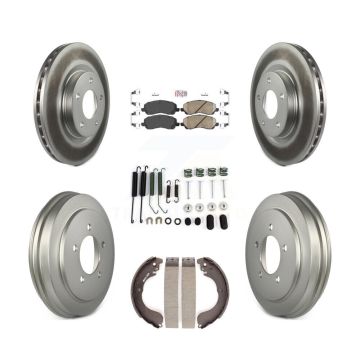 Front Rear Brake Rotor Ceramic Pad & Coated Drum Kit (7Pc) For Jeep Patriot Compass Dodge KGA-104246