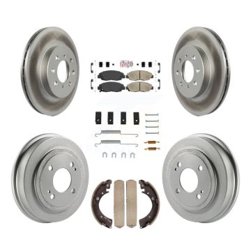 Front Rear Disc Brake Rotors Ceramic Pad & Coated Drum Kit (7Pc) For Honda Civic Acura EL KGA-104249