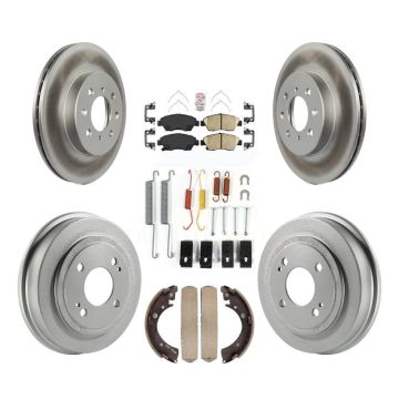 Front Rear Disc Brake Rotor Ceramic Pad And Coated Drum Kit (7Pc) For 2007-2008 Honda Fit KGA-104251