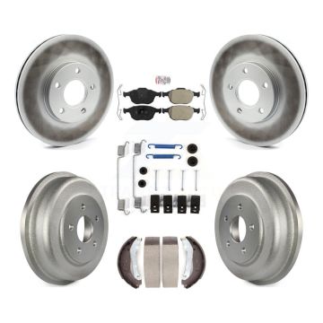 Front Rear Brake Rotor Semi-Metallic Pad & Coated Drum Kit (7Pc) For Ford Transit Connect KGA-104254