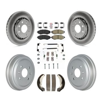 Front Rear Brake Rotor Semi-Metallic Pad Coated Drum Kit (7Pc) For Chevrolet Aveo Pontiac KGA-104273