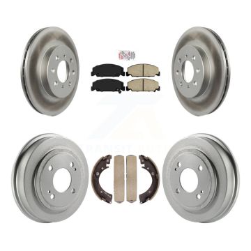 Front Rear Brake Rotor Ceramic Pad Coat Drum Kit For 1997 Honda Civic LX with 4-Wheel ABS KGA-104286