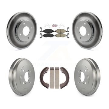 Front Rear Disc Brake Rotor Ceramic Pad Coated Drum Kit For 2008 Nissan Versa 4-Wheel ABS KGA-104292