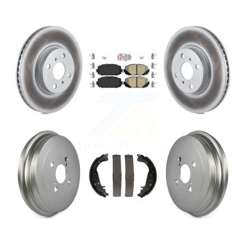 Front Rear Disc Brake Rotor Ceramic Pad And Coated Drum Kit For 2012-2013 Toyota Yaris SE KGA-104308