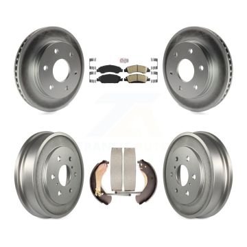 Front Rear Brake Rotors Ceramic Pad Coat Drum Kit For 07 GMC Sierra 1500 Disc rear brakes KGA-104321
