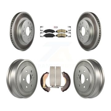 Front Rear Brake Rotors Ceramic Pad Coat Drum Kit For Chevrolet GMC Silverado 1500 Sierra KGA-104327
