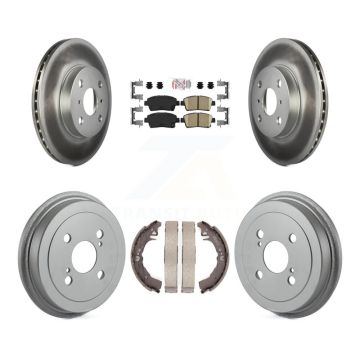 Front Rear Disc Brake Rotors Ceramic Pads And Coated Drum Kit For 2001-2005 Toyota Echo KGA-104346