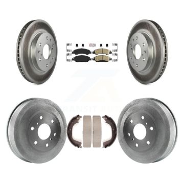 Front Rear Brake Rotors Ceramic Pad Coat Drum Kit For GMC Sierra 1500 Chevrolet Silverado KGA-104356