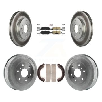 Front Rear Brake Rotors Ceramic Pad Coat Drum Kit For GMC Sierra 1500 Chevrolet Silverado KGA-104358