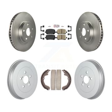 Front Rear Disc Brake Rotors Ceramic Pad & Coated Drum Kit For Toyota Matrix Pontiac Vibe KGA-104371