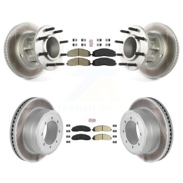 Front Rear Semi-Metallic Pad Coated Disc Brake Rotors Kit For Ford F-350 Super Duty F-250 KGA-104403