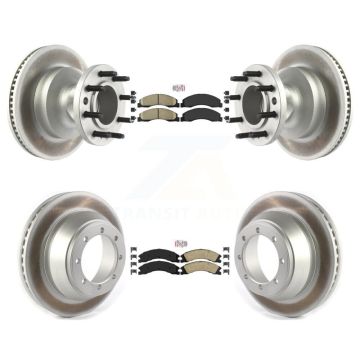 Front Rear Ceramic Pad Coated Disc Brake Rotor Hub Assembly Kit For Ford E-450 Super Duty KGA-104410