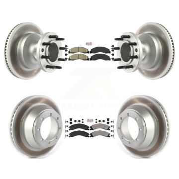 Front Ceramic Rear Semi-Metallic Pad Coat Disc Brake Rotors Kit For Ford E-450 Super Duty KGA-104411