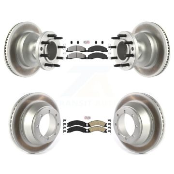 Front Semi-Metallic Rear Ceramic Pad Coat Disc Brake Rotors Kit For Ford E-450 Super Duty KGA-104412