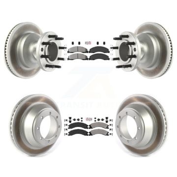Front Rear Semi-Metallic Pad & Coated Disc Brake Rotors Hub Kit For Ford E-450 Super Duty KGA-104413