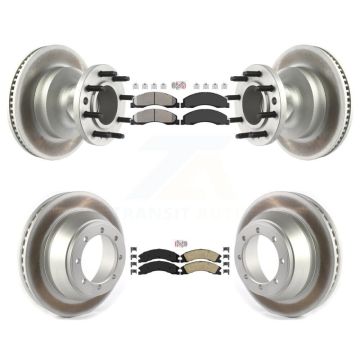 Front Semi-Metallic Rear Ceramic Pad Coat Disc Brake Rotors Kit For Ford E-450 Super Duty KGA-104418