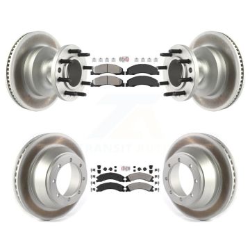 Front Rear Semi-Metallic Pad & Coated Disc Brake Rotors Hub Kit For Ford E-450 Super Duty KGA-104419