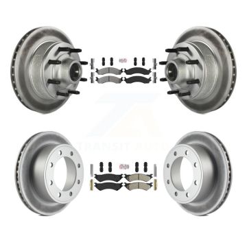 Front Rear Semi-Metallic Pad Coated Brake Rotors Kit For Ford E-350 Super Duty E-250 Club KGA-104422
