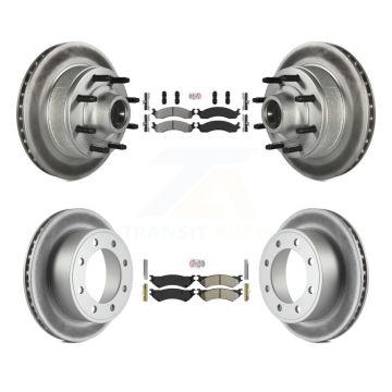 Front Rear Semi-Metallic Pad Coated Brake Rotors Kit For Ford E-350 Super Duty E-250 Club KGA-104423