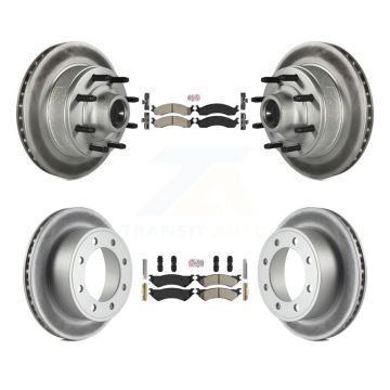 Front Rear Semi-Metallic Pad Coated Brake Rotors Kit For Ford E-350 Super Duty E-250 Club KGA-104424