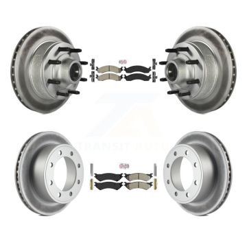 Front Rear Semi-Metallic Pad Coated Brake Rotors Kit For Ford E-350 Super Duty E-250 Club KGA-104425
