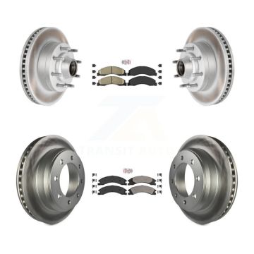 Front Ceramic Rear Semi-Metallic Pad Coat Brake Rotor Kit For Ford E-350 Super Duty E-250 KGA-104426