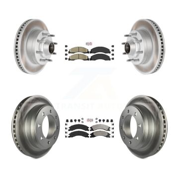 Front Ceramic Rear Semi-Metallic Pad Coat Brake Rotor Kit For Ford E-350 Super Duty E-250 KGA-104427