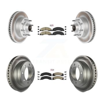 Front Rear Ceramic Pad Coated Disc Brake Rotors Kit For Ford E-350 Super Duty E-250 E-150 KGA-104428