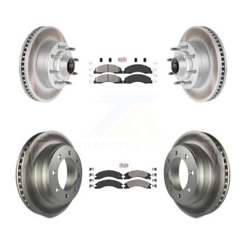 Front Rear Semi-Metallic Pad Coated Brake Rotor Kit For Ford E-350 Super Duty E-250 E-150 KGA-104429