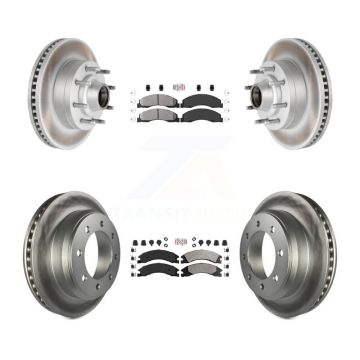 Front Rear Semi-Metallic Pad Coated Brake Rotor Kit For Ford E-350 Super Duty E-250 E-150 KGA-104430