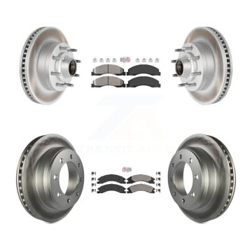 Front Rear Semi-Metallic Pad Coated Brake Rotor Kit For Ford E-350 Super Duty E-250 E-150 KGA-104432