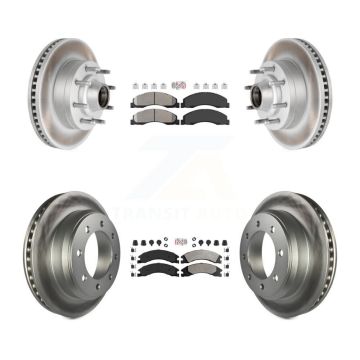 Front Rear Semi-Metallic Pad Coated Brake Rotor Kit For Ford E-350 Super Duty E-250 E-150 KGA-104433
