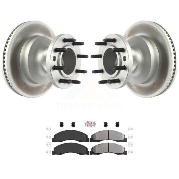Front Coated Brake Rotors Semi-Metallic Pad Kit For Ford E-350 Super Duty E-450 Econoline KGA-104439