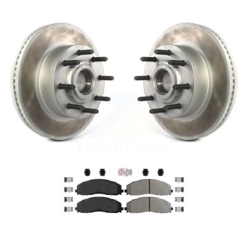 Front Coated Disc Brake Rotor Hub & Semi-Metallic Pad Kit For Ford F-350 Super Duty F-250 KGA-104442