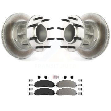 Front Coat Disc Brake Rotor Hub Semi-Metallic Pad Kit For Ford F-350 Super Duty F-250 RWD KGA-104444