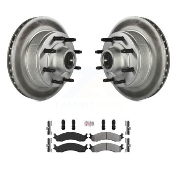 Front Coated Brake Rotors Semi-Metallic Pad Kit For Ford E-350 Super Duty E-250 Econoline KGA-104452