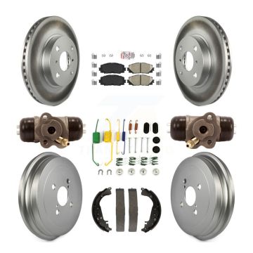 Front Rear Disc Brake Rotors Ceramic Pads And Coated Drum Kit (9Pc) For Toyota Yaris KGA-104454