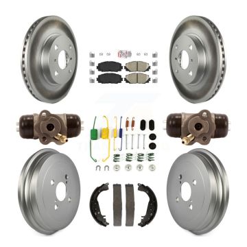 Front Rear Disc Brake Rotors Ceramic Pads And Coated Drum Kit (9Pc) For Toyota Yaris KGA-104455