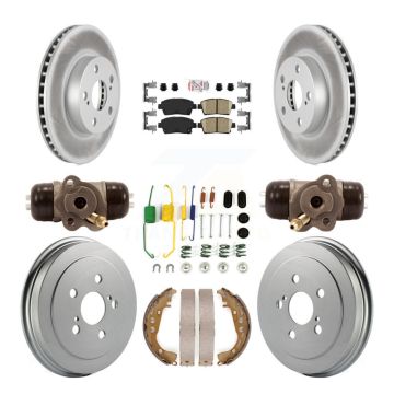 Front Rear Disc Brake Rotors Ceramic Pads And Coated Drum Kit (9Pc) For 2008 Toyota Prius KGA-104459