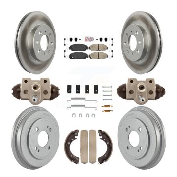 Front Rear Disc Brake Rotors Ceramic Pads And Coated Drum Kit (9Pc) For Honda Civic KGA-104461