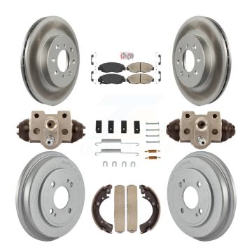 Front Rear Disc Brake Rotors Ceramic Pads And Coated Drum Kit (9Pc) For Honda Civic KGA-104462