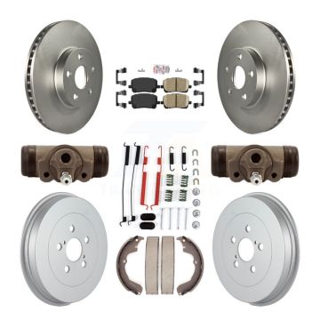 Front Rear Brake Rotor Ceramic Pad & Coated Drum Kit (9Pc) For Toyota Matrix Pontiac Vibe KGA-104464
