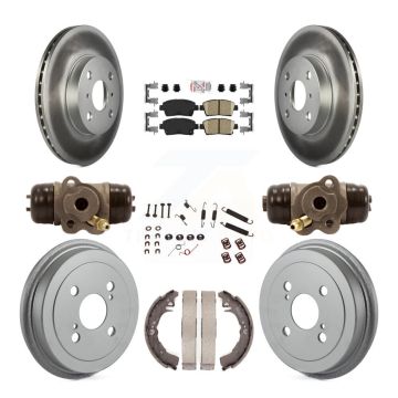 Front Rear Disc Brake Rotor Ceramic Pad & Coated Drum Kit (9Pc) For 2001-2005 Toyota Echo KGA-104466