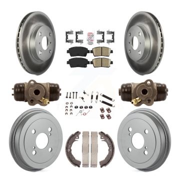 Front Rear Disc Brake Rotor Ceramic Pad & Coated Drum Kit (9Pc) For 2001-2005 Toyota Echo KGA-104467