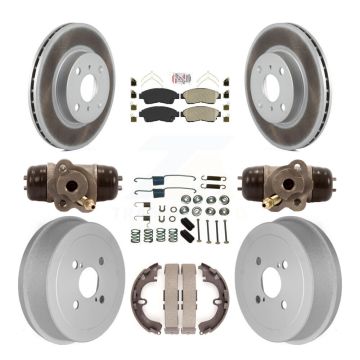Front Rear Disc Brake Rotors Ceramic Pad Coat Drum Kit (9Pc) For Toyota Corolla Geo Prizm KGA-104474