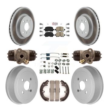 Front Rear Disc Brake Rotors Ceramic Pad Coated Drum Kit (9Pc) For Toyota Corolla Non-ABS KGA-104475