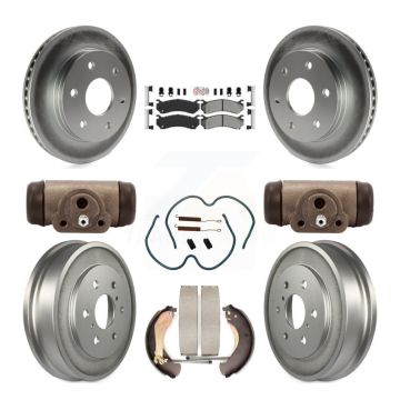Front Rear Brake Rotor Semi-Metallic Pad Coat Drum Kit (9Pc) For Chevrolet Silverado 1500 KGA-104477