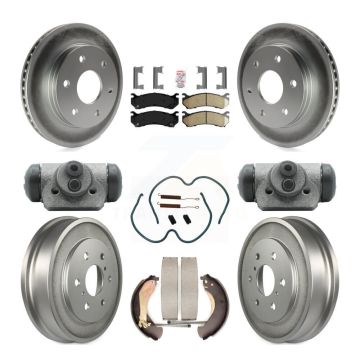 Front Rear Brake Rotor Ceramic Pad Coated Drum Kit (9Pc) For Chevrolet Silverado 1500 GMC KGA-104484