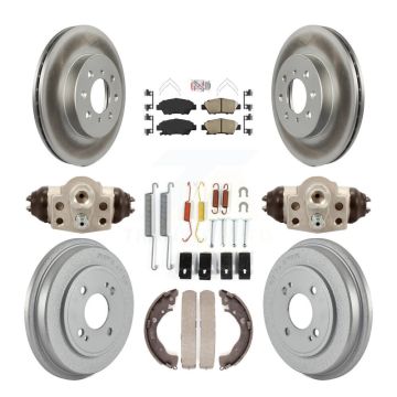 Front Rear Disc Brake Rotors Ceramic Pads And Coated Drum Kit (9Pc) For Honda Fit KGA-104485
